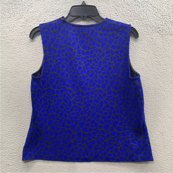 ST. JOHN  Leopard Animal Print Blue Black Silk Blend Stretch Tank Top Size S - Picture 7 of 9